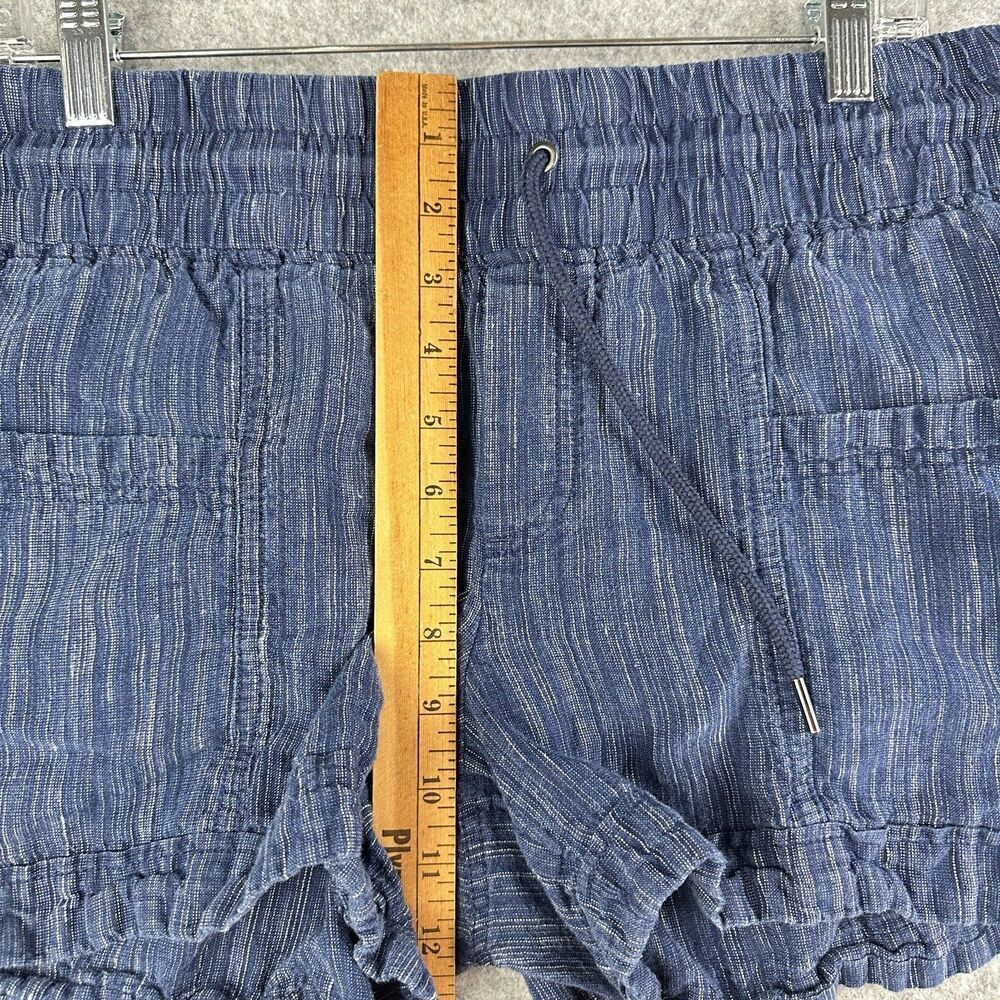 Athleta Cabo Linen Textured Shorts Womens 10 Blue Pull On Drawtstring Pockets 4" - Picture 8 of 13
